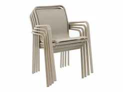 Best Comedor de jardín de aluminio: una mesa redonda extensible L.150/200 cm y 4 sillones apilables - - VELYRA de Comedores De Jardín