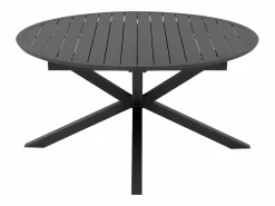 MYLIA Comedor de jardín de aluminio: una mesa redonda extensible L.150/200 cm y 4 sillones apilables - Antracita - VELYRA de