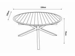 MYLIA Comedor de jardín de aluminio: una mesa redonda extensible L.150/200 cm y 4 sillones apilables - Antracita - VELYRA de