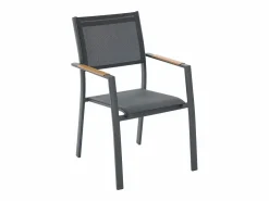 Clearance Comedor de jardín de aluminio: mesa redonda extensible L.150/200 cm y 6 sillones apilables - Antracita - YOHA de Comedores De Jardín