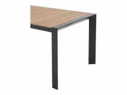 Clearance MYLIA Comedor de jardín de aluminio: una mesa L.150 cm y 6 sillones apilables - Natural claro y antracita - LIOUS de Gris antracita / Color natural claro
