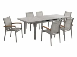 Online MYLIA Comedor de jardín de aluminio con mesa extensible 180/240 y 6 sillas - NAURU de Topo