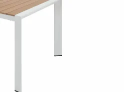 MYLIA Comedor de jardín de aluminio: una mesa L.150 cm y 6 sillones apilables - Natural claro y blanco - LIOUS de