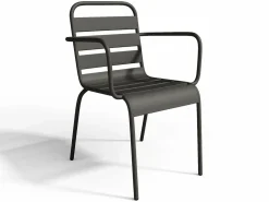 MYLIA Comedor de jardín de metal una mesa L.160 con 2 sillones y 4 sillas
