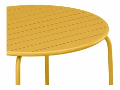 Online Comedor de jardín de metal - Mesa redonda D.130cm y 6 sillones apilables - Amarillo - MIRMANDE de Comedores De Jardín