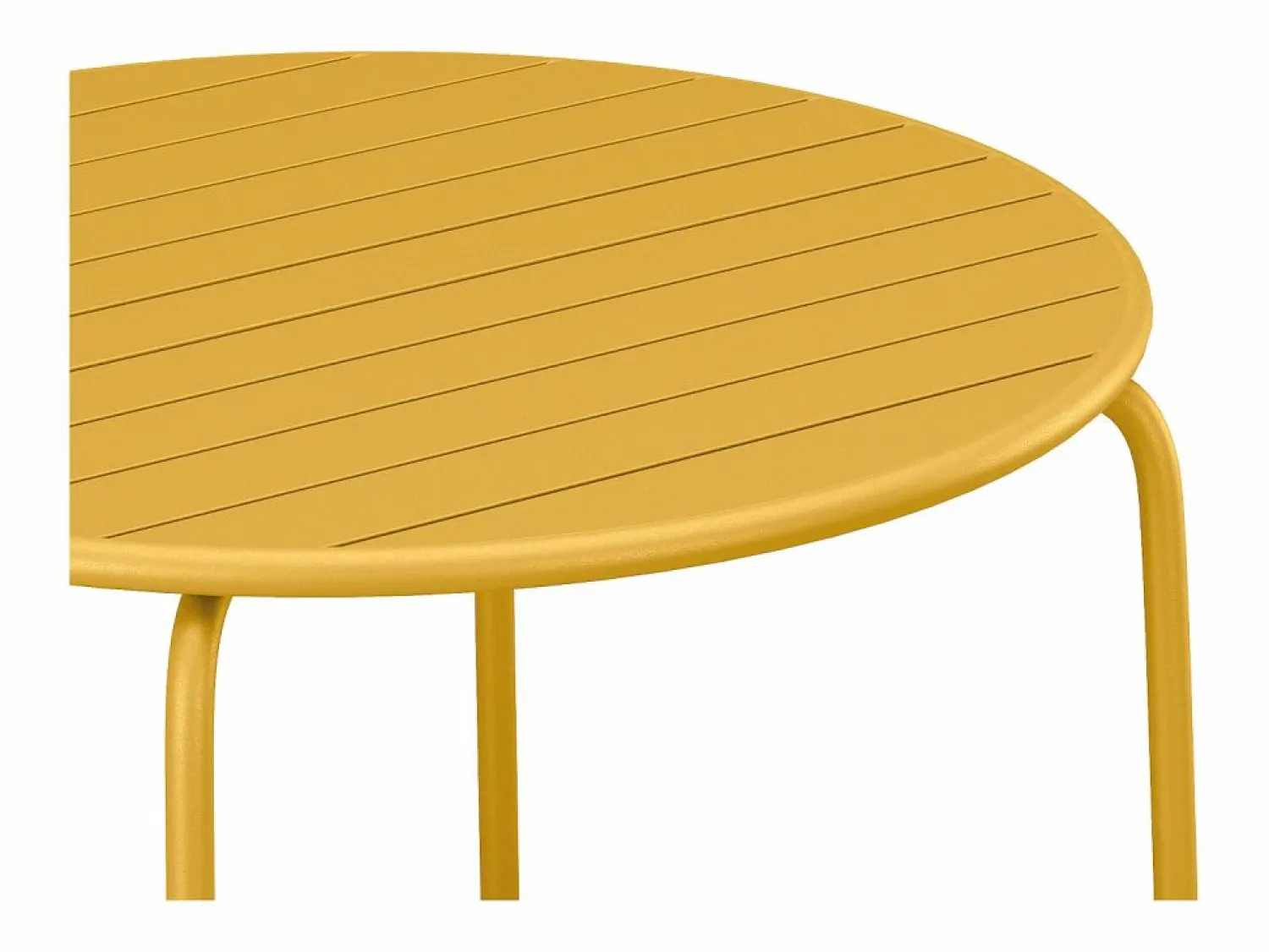 Online Comedor de jardín de metal - Mesa redonda D.130cm y 6 sillones apilables - Amarillo - MIRMANDE de Comedores De Jardín
