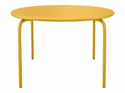 Online Comedor de jardín de metal - Mesa redonda D.130cm y 6 sillones apilables - Amarillo - MIRMANDE de Comedores De Jardín