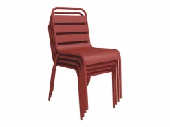New MYLIA Comedor de jardín de metal: 1 mesa L.160 cm + 4 sillas - - MIRMANDE Rojo