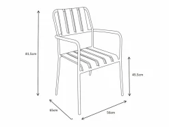 Discount MYLIA Comedor de jardín de metal: 1 mesa de 160 cm y 6 sillas - - BIRMOS Gris antracita