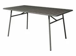 Discount MYLIA Comedor de jardín de metal: 1 mesa de 160 cm y 6 sillas - - BIRMOS Gris antracita