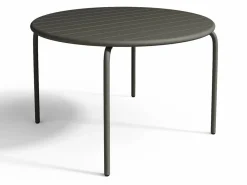 Comedor de jardín de metal - Mesa D.110 cm y 4 sillas apilables Comedores De Jardín