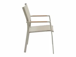 New MYLIA Comedor de jardín de metal: mesa redonda extensible L.150/200 cm y 6 sillones apilables - - YOHA de Topo