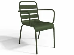 Online Comedor de jardín de metal una mesa L.160 con 2 sillones y 4 sillas Verde Comedores De Jardín