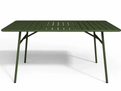 Online Comedor de jardín de metal una mesa L.160 con 2 sillones y 4 sillas Verde Comedores De Jardín
