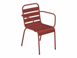 Outlet Comedor de jardín de metal 1 mesa, 4 sillas, 2 sillones - MIRMANDE Colección Rouge Passion|Comedores De Jardín
