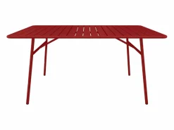 Outlet Comedor de jardín de metal 1 mesa, 4 sillas, 2 sillones - MIRMANDE Colección Rouge Passion|Comedores De Jardín