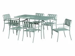 Discount Comedor de jardín de metal: 1 mesa de 160 cm y 6 sillas - - BIRMOS Comedores De Jardín