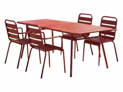 MYLIA Comedor de jardín de metal 1 mesa, 4 sillones - MIRMANDE