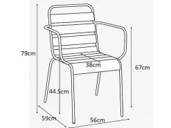 MYLIA Comedor de jardín de metal 1 mesa, 4 sillones - MIRMANDE