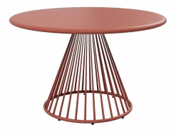 MYLIA Comedor de jardín de metal: mesa D.120 cm y 4 sillones - Terracotta - BIRMOS de