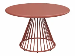 MYLIA Comedor de jardín de metal: mesa D.120 cm y 4 sillones - Terracotta - BIRMOS de