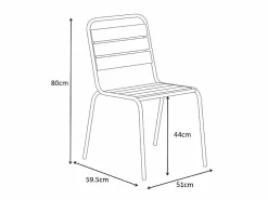 MYLIA Comedor de jardín de metal - Una mesa de 70 cm y 2 sillas apilables - - MIRMANDE de