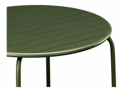 Comedor de jardín de metal - Mesa redonda D.130cm y 6 sillas apilables - Verde caqui - MIRMANDE de Comedores De Jardín