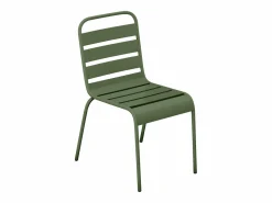 Comedor de jardín de metal - Mesa redonda D.130cm y 6 sillas apilables - Verde caqui - MIRMANDE de Comedores De Jardín
