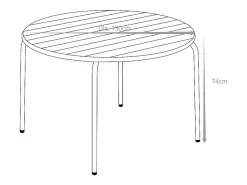 Comedor de jardín de metal - Mesa redonda D.130cm y 6 sillas apilables - Verde caqui - MIRMANDE de Comedores De Jardín