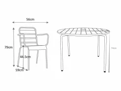 Outlet Comedor de jardín de metal 1 mesa y 4 sillones apilables - MIRMANDE Comedores De Jardín