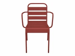 Best MYLIA Comedor de jardín de metal: 1 mesa y 4 sillones apilables MIRMANDE Rojo