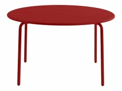 Best MYLIA Comedor de jardín de metal: 1 mesa y 4 sillones apilables MIRMANDE Rojo