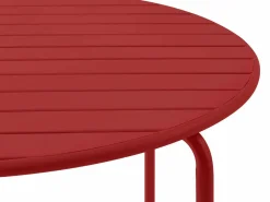 Best MYLIA Comedor de jardín de metal: 1 mesa y 4 sillones apilables MIRMANDE Rojo