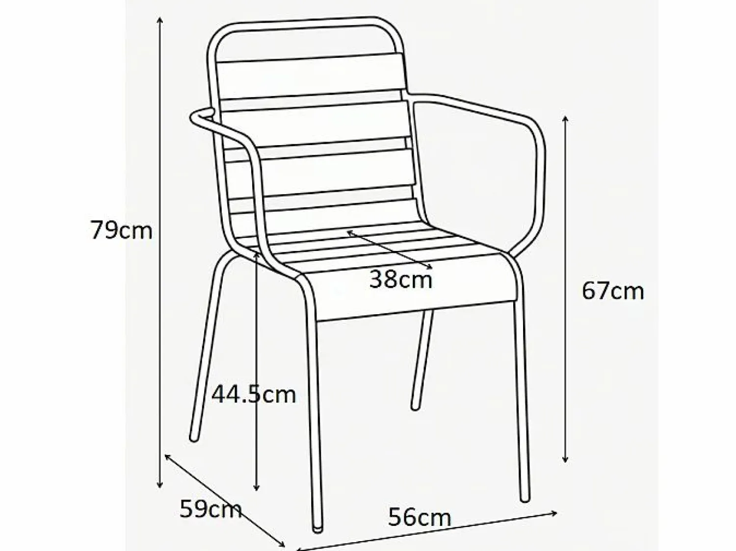 MYLIA Comedor de jardín de metal 1 mesa, 6 sillones - MIRMANDE