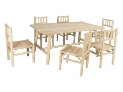 Sale MYLIA Comedor de jardín de teca: mesa L.180 cm y 6 sillas - Natural claro - TULUM de Color natural claro