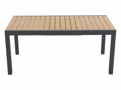 Online MYLIA Comedor de jardín extensible aluminio poliwood L.170/230 cm + 6 sillones Antracita MACILA Gris antracita