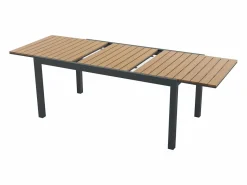 Online MYLIA Comedor de jardín extensible aluminio poliwood L.170/230 cm + 6 sillones Antracita MACILA Gris antracita