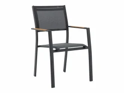 Online MYLIA Comedor de jardín extensible aluminio poliwood L.170/230 cm + 6 sillones Antracita MACILA Gris antracita