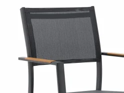 Online MYLIA Comedor de jardín extensible aluminio poliwood L.170/230 cm + 6 sillones Antracita MACILA Gris antracita