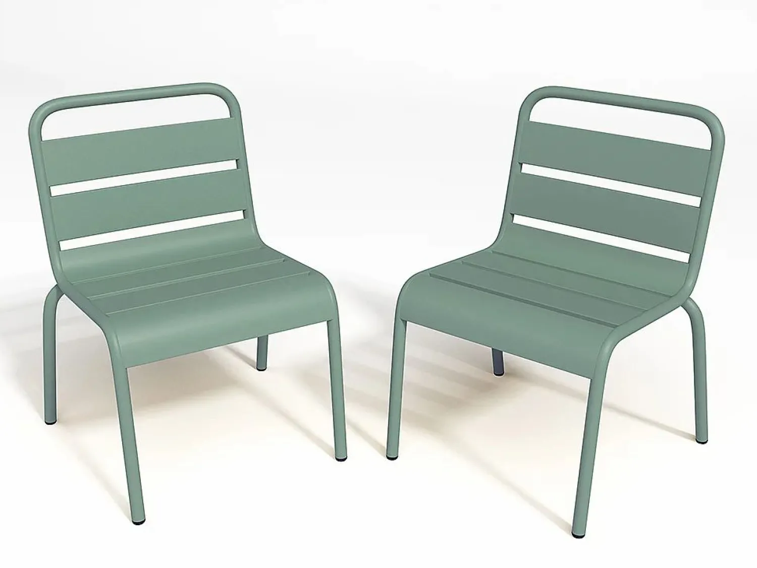 Hot MYLIA Comedor de jardín para niños de metal - 1 mesa y 4 sillas Verde almendra