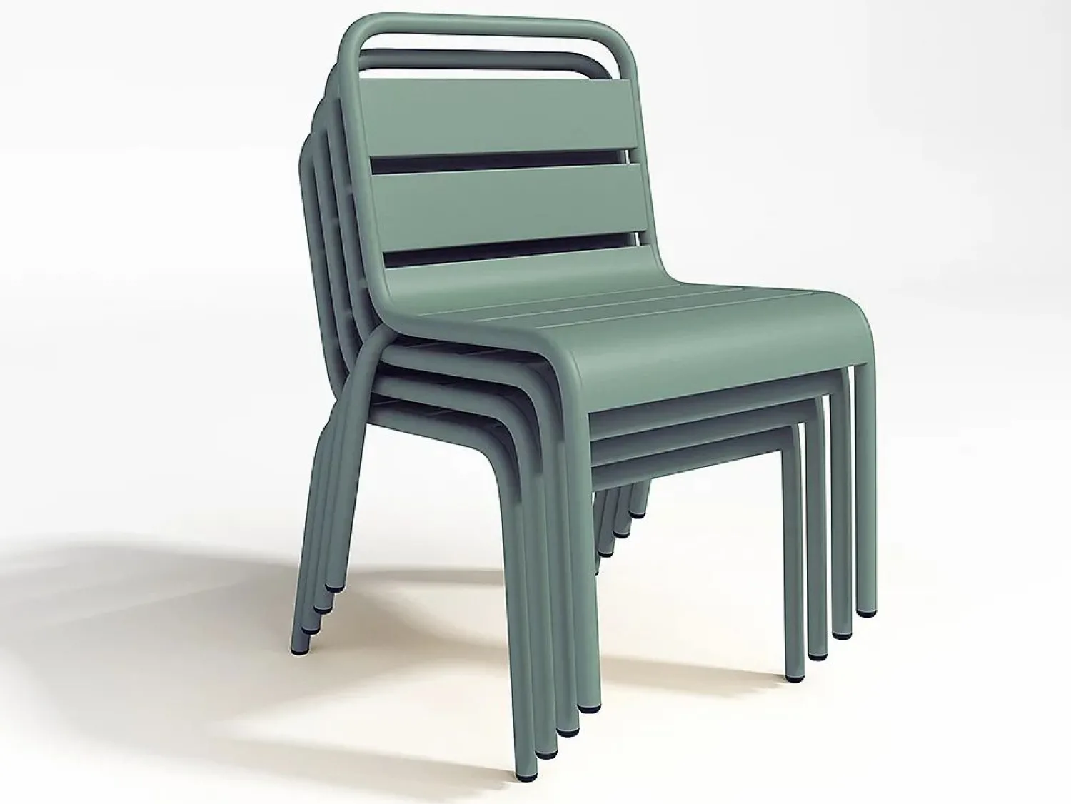 Hot MYLIA Comedor de jardín para niños de metal - 1 mesa y 4 sillas Verde almendra
