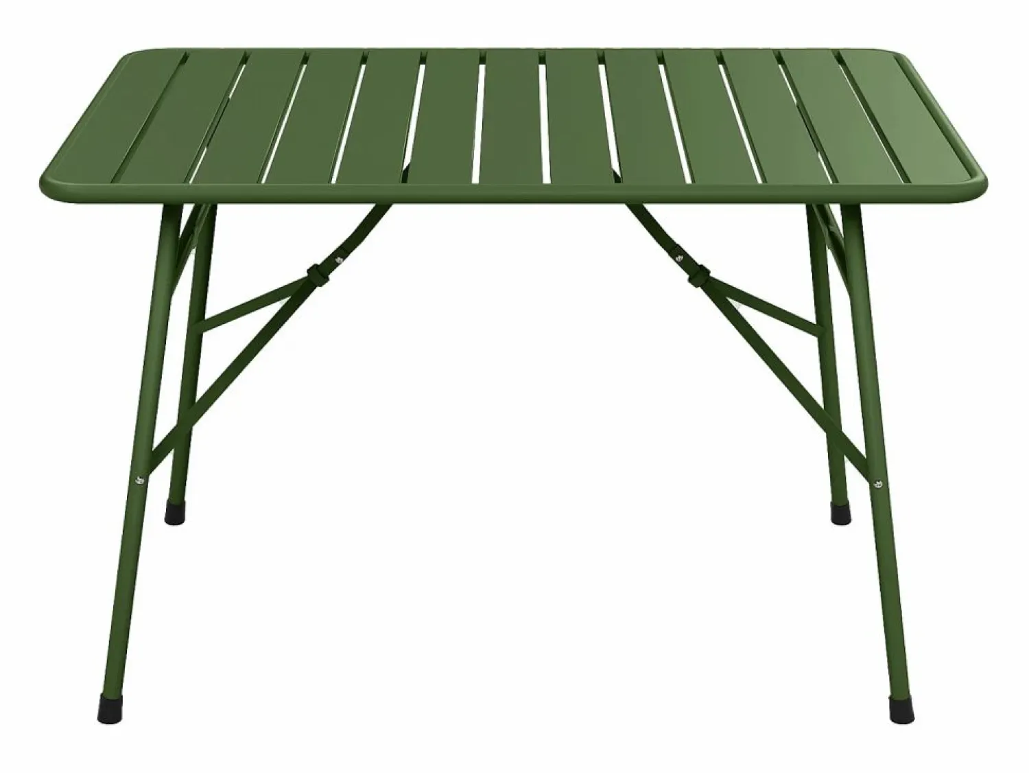 MYLIA Comedor de jardín plegable de metal: Una mesa L.110 cm + 4 sillas - Verde caqui - MIRMANDE de