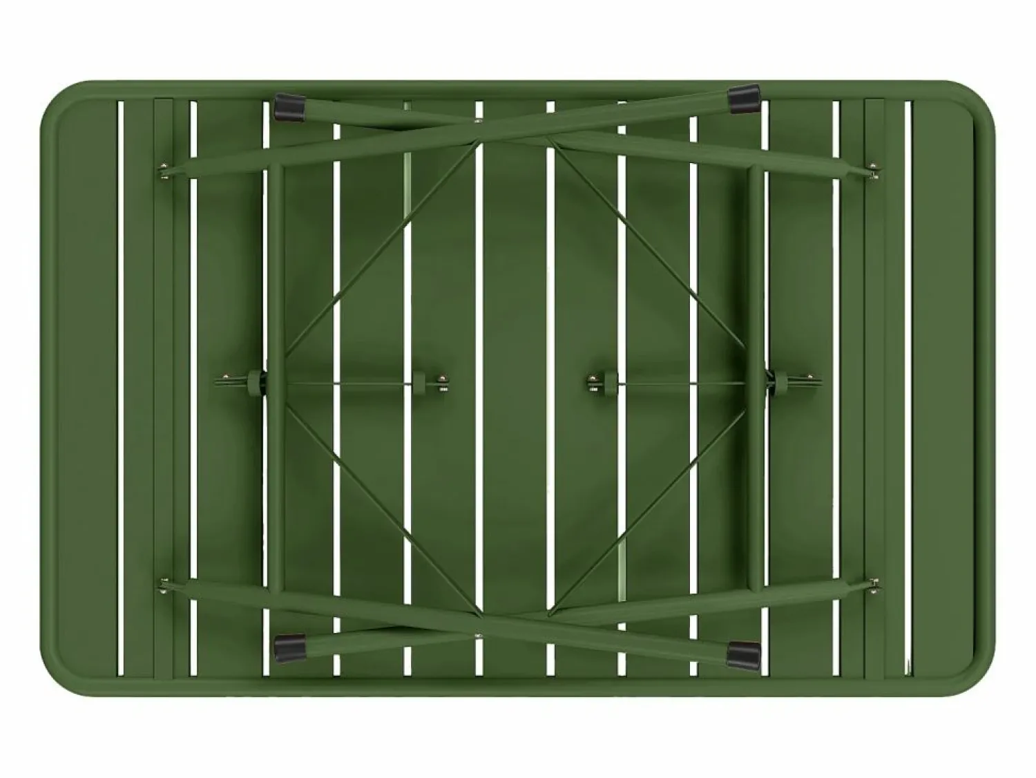 MYLIA Comedor de jardín plegable de metal: Una mesa L.110 cm + 4 sillas - Verde caqui - MIRMANDE de
