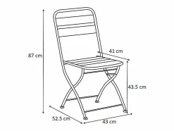 MYLIA Comedor de jardín plegable de metal: Una mesa L.110 cm + 4 sillas - Verde caqui - MIRMANDE de