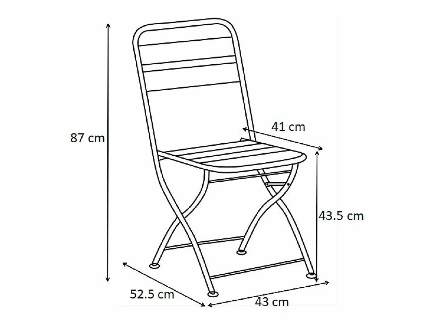 MYLIA Comedor de jardín plegable de metal: Una mesa L.110 cm + 4 sillas - Verde caqui - MIRMANDE de
