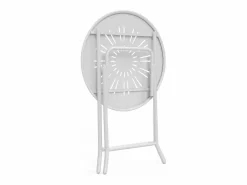 MYLIA Comedor de jardín plegable de metal estilo hierro forjado - una mesa D.60 cm y 2 sillas - - GUERMANTES de