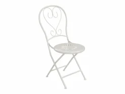 MYLIA Comedor de jardín plegable de metal estilo hierro forjado - una mesa D.60 cm y 2 sillas - - GUERMANTES de