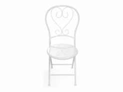 MYLIA Comedor de jardín plegable de metal estilo hierro forjado - una mesa D.60 cm y 2 sillas - - GUERMANTES de