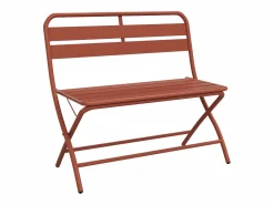Comedor de jardín plegable de metal: Una mesa L.110 cm + 2 bancos - Terracotta - MIRMANDE de Comedores De Jardín