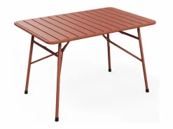 Comedor de jardín plegable de metal: Una mesa L.110 cm + 2 bancos - Terracotta - MIRMANDE de Comedores De Jardín